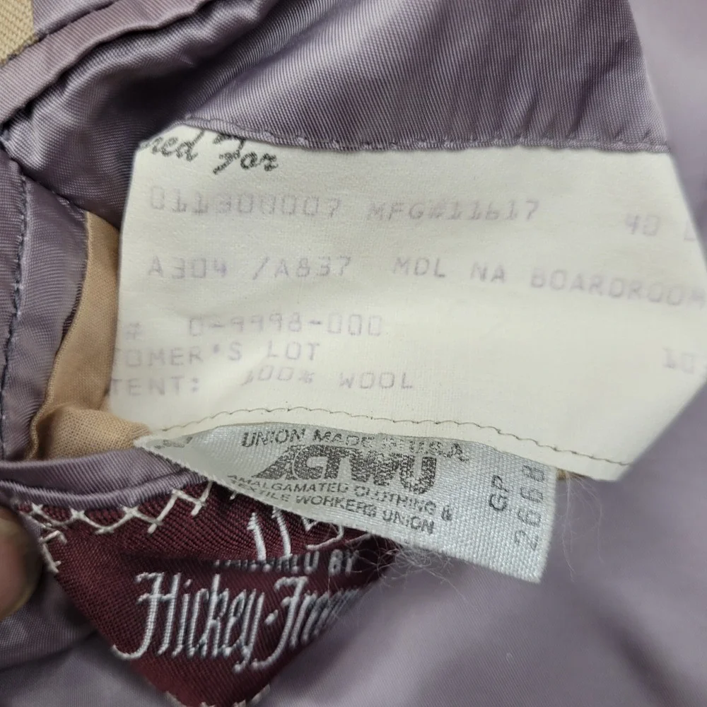 Hickey Freeman Suit Men 40 Long Wool Jacket Sport Coat Blazer Boardroom Union US